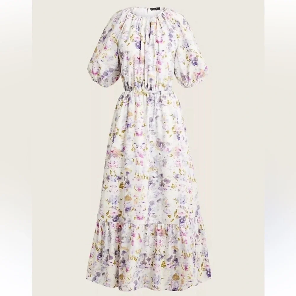 J. Crew Floral Puffed‎ Sleeve Dress Cottage Prairie Women's 12